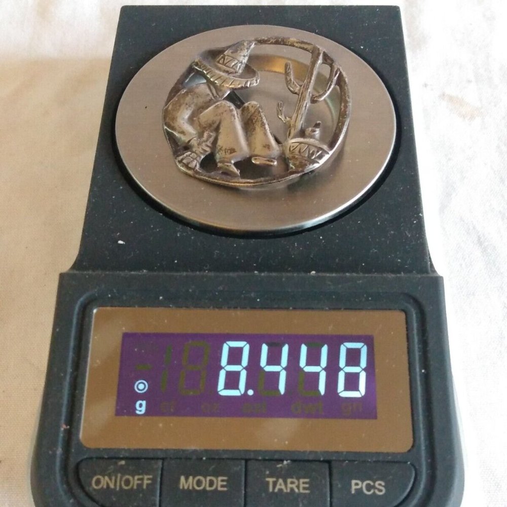 Sterling Silver Mexico Man Wearing Sombrero Taking a Siesta Brooch 925